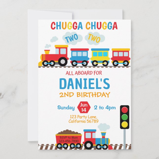 Convite para o aniversário do trem Chugga Chugga D (Frente)