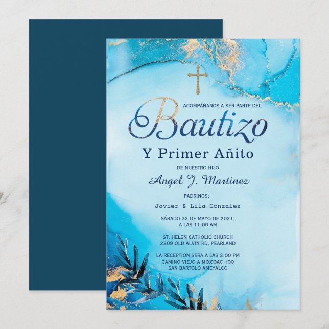 Convite para o aniversário e o batismo (Frente/Verso)