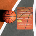 Convite para o Bar Dourado de basquete Mitzvah<br><div class="desc">Estes convites casuais de chic são perfeitos para qualquer celebração de Bar desportivo Mitzvah. Cada linha de texto é perfeitamente personalizável para dizer exatamente o que você quer! Encontre produtos coordenadores na Coleção de Celebrações Mitzvah do Bar.</div>