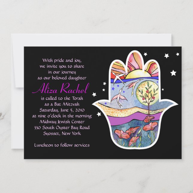 Convite para o Bat Mitzvah da HAMSA BEAUTY (Frente)