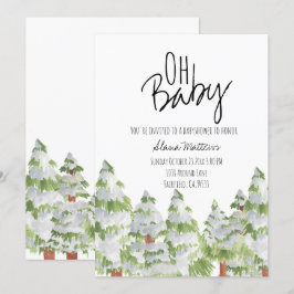 Convite para o bebê da Floresta de inverno de neve