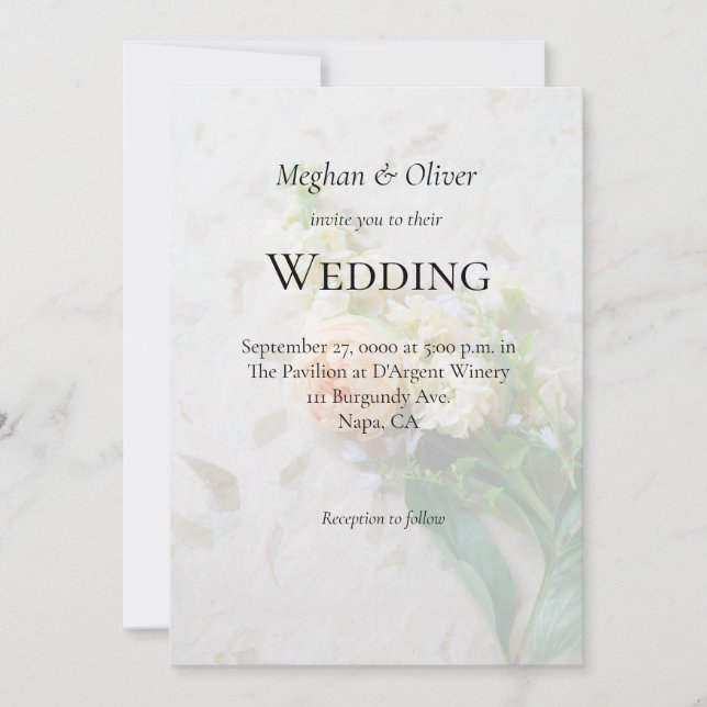 Convite para o bouquet de rosa de cor pêssego (Frente)