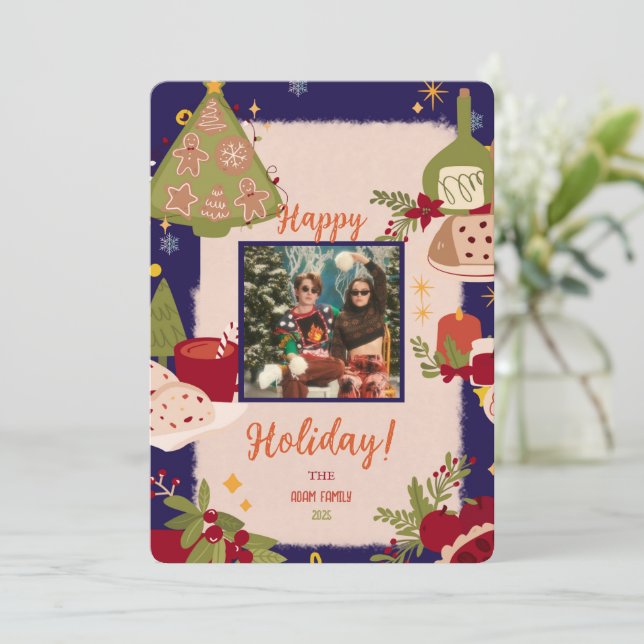 Convite para o Cartão de Férias de Natal Feliz (Em pé/Frente)