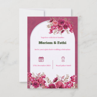 Convite para o casamento cor-de-rosa