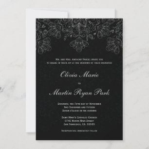 Convite para o casamento da cinza negra da espiral