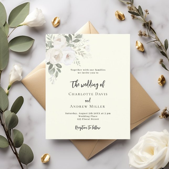 Convite para o casamento da Ivory White Florals (Criador carregado)