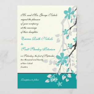 Convite para o casamento da Magnolia Brochura Turq
