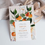 convite para o casamento das laranjas dos citrinos<br><div class="desc">Um convite de casamento de laranjas de citros com design temático boêmico floral de cor d'água com letra elegante de escrita caligráfica.</div>