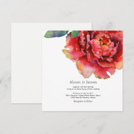 Convite para o casamento de peônias elegantes