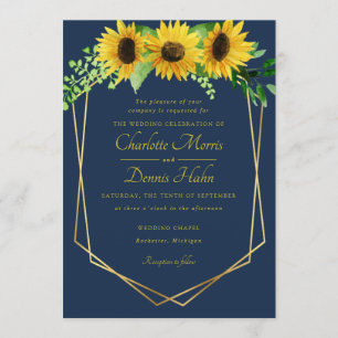 Convite para o casamento de Sunflower e marinhos