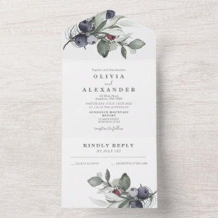 Convite para o casamento de Winter Greenery e Berr