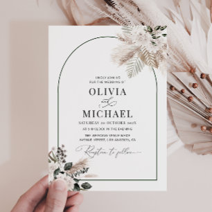 convite para o casamento do moderno arch pampas gr