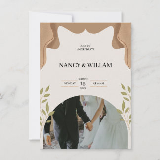 convite para o casamento floral bege