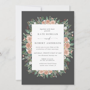 convite para o casamento floral com aquarela de in