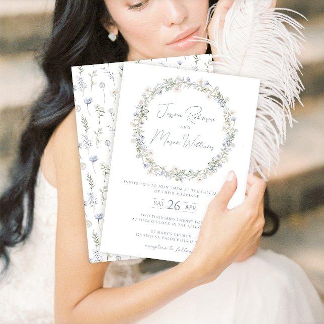 Convite para o casamento floral de flor azul de ja (Criador carregado)