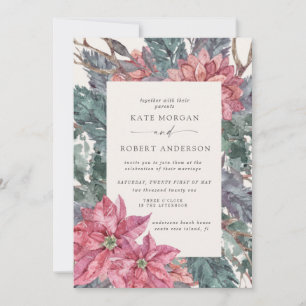 convite para o casamento floral de inverno de féri