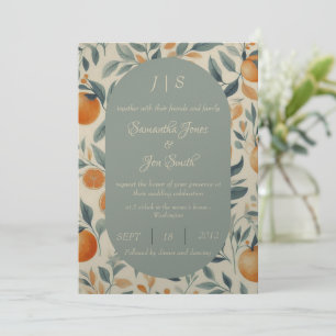 Convite para o casamento floral de laranjas