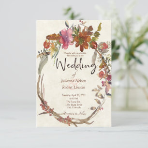 Convite para o casamento floral de Watercolor Boho
