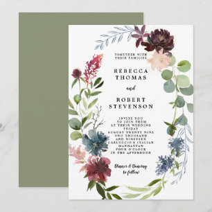 convite para o casamento moderno bambu, coroa flor