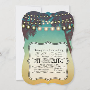 Convite para o casamento Praia Sunset Palm Trees S