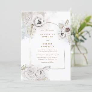 convite para o casamento romântico elegante prata 