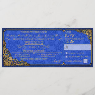 Convite para o casamento vitoriano (azul real)