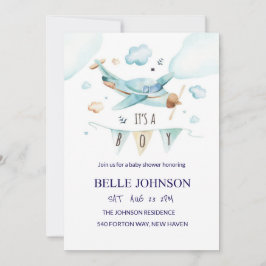 Convite para o Chá de fraldas Elegante - Tema do a