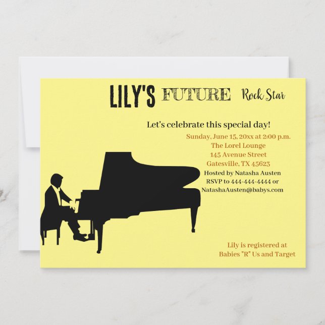 Convite para o Chá de fraldas Rock Star (Frente)