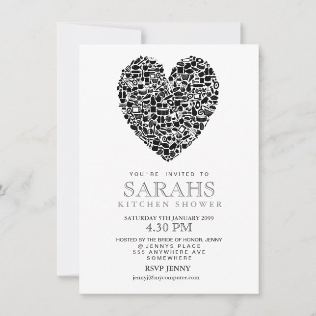 Convite para o Chá de panela de chá da cozinha (Frente)