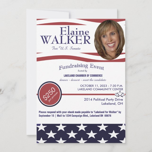 Convite Para O Derramador Político Com Foto (Frente)