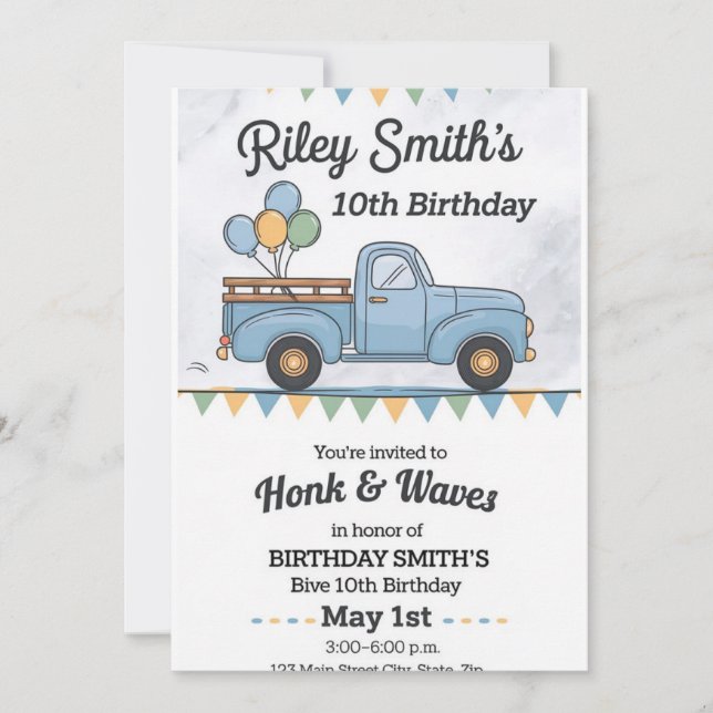 Convite para o Desfile de Aniversário com Buzinada (Frente)