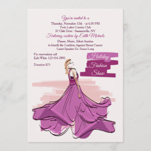 Convite para o Desfile de Moda com Vestido Violeta
