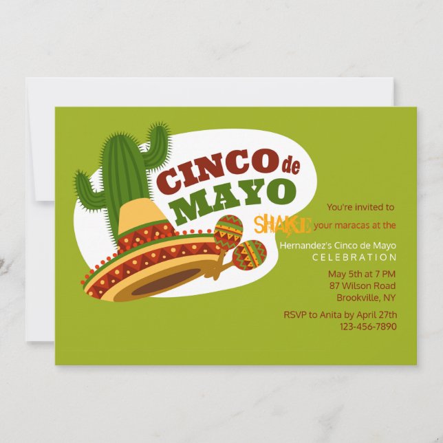 Convite para o Dia Cinco de Mayo (Frente)