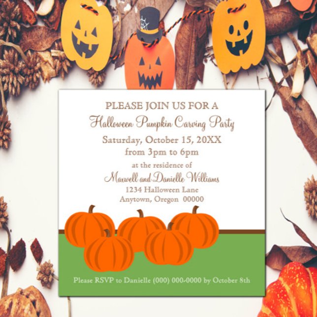 Convite para o Dia das Bruxas (Pumpkin Patch Halloween Invitation)