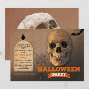 Convite para o Dia das Bruxas de Aranha Skeleton