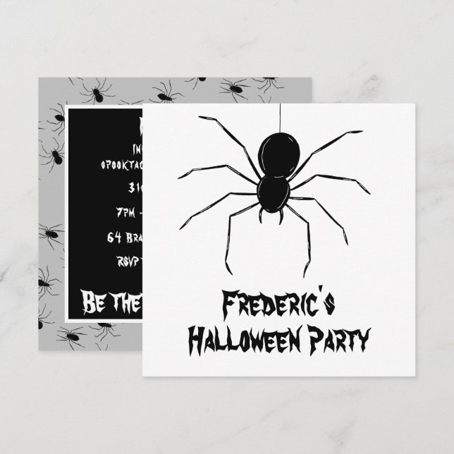Convite para o Dia das Bruxas de Aranhas Cerradora (Frente/Verso)