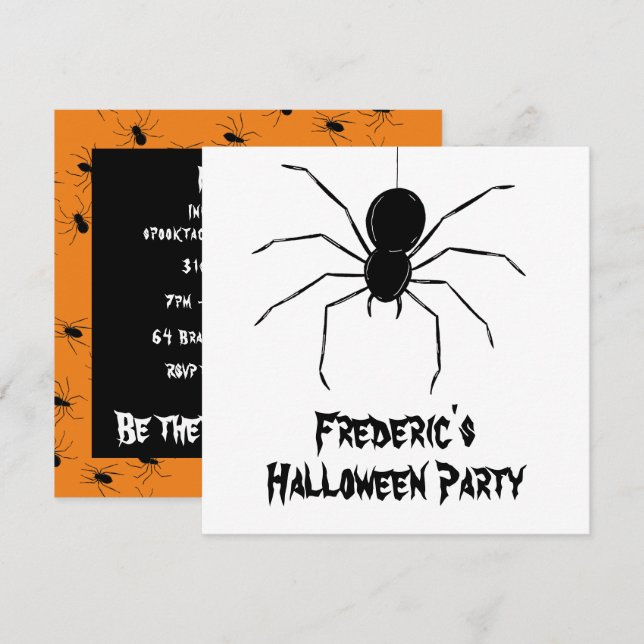 Convite para o Dia das Bruxas de Aranhas Cerradora (Frente/Verso)