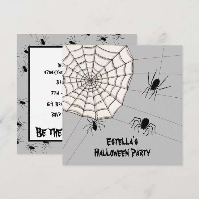 Convite para o Dia das Bruxas de Aranhas Cerradora (Frente/Verso)