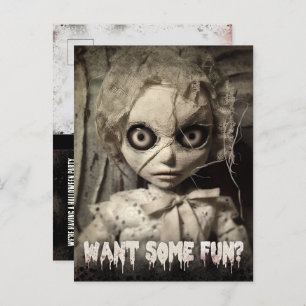 Convite para o Dia das Bruxas de Bonecas de Saco A