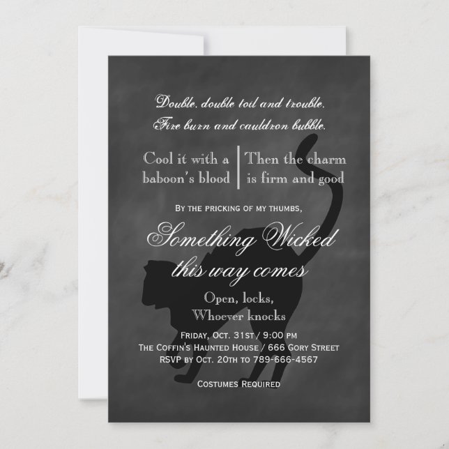 Convite para o Dia das Bruxas de Gato Mágico (Frente)