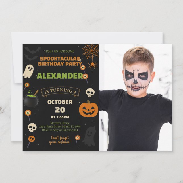 Convite para o Dia do Bruxo | Boo-Day Spooky (Frente)