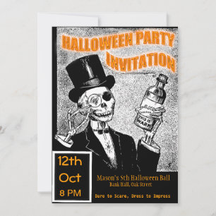 Convite para o esqueleto da festa de Halloween