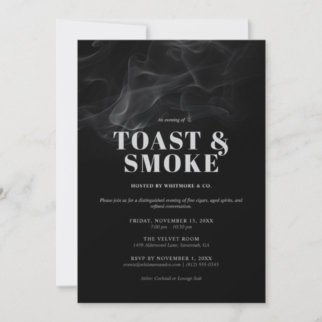 Convite para o Evento Toast and Smoke  (Frente)