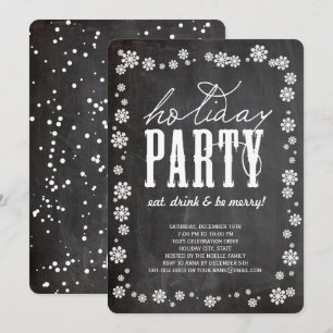 Convite para o Feriado de Chalkboard em Flocos de 
