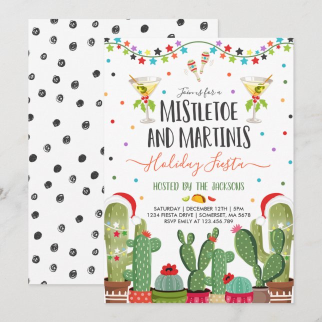Convite para o Feriado de Mistletoe e Martinis (Frente/Verso)
