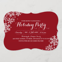 Convite para o Feriado de Neve Moderno Vermelho e