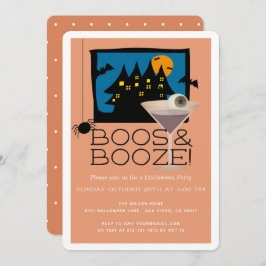 Convite para o Festa de Halloween de Boos e Booze