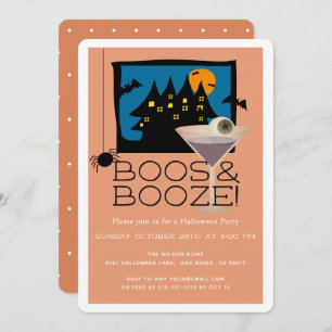 Convite para o Festa de Halloween de Boos e Booze