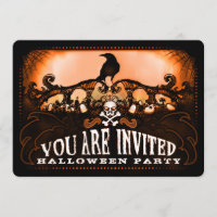 Convite para o Festa de Halloween de Raven Negro e