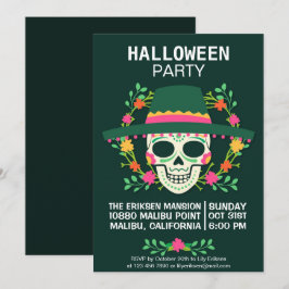 Convite para o Festa de Halloween do Dia de los Mu